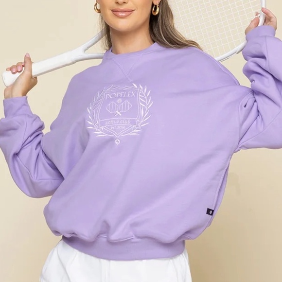 POPFLEX Active Club Cloud Crewneck Lavender with Pockets S/M - Picture 5 of 13